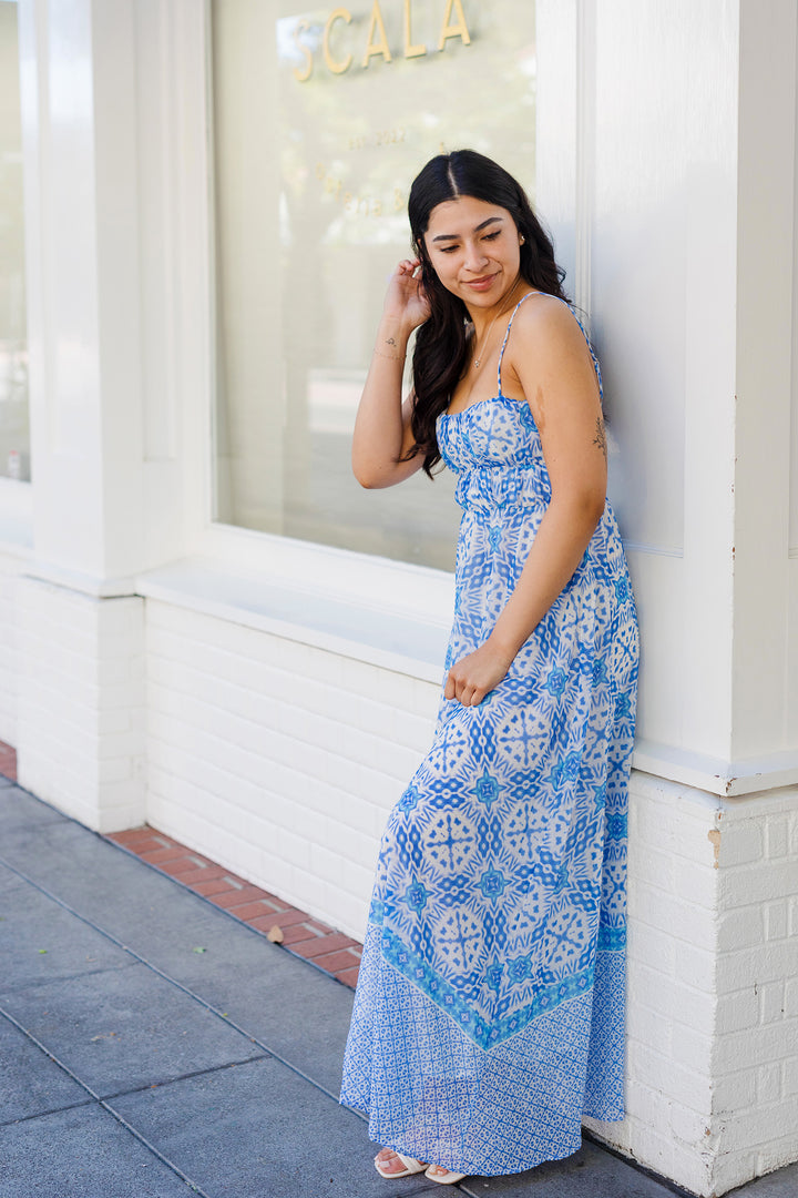 The Reese Blue Floral Maxi Dress