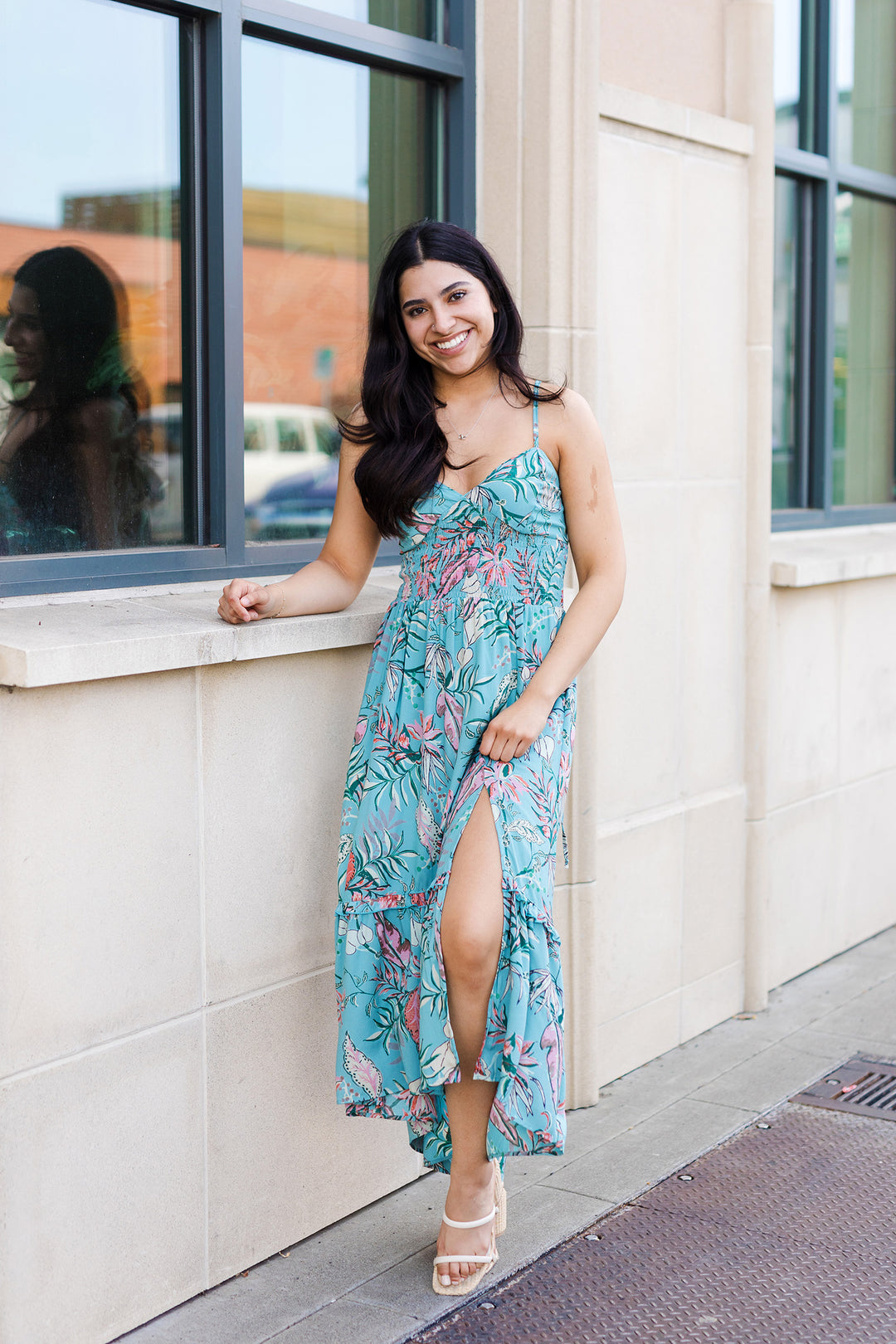 The Bahama Breeze Blue Floral Maxi Dress