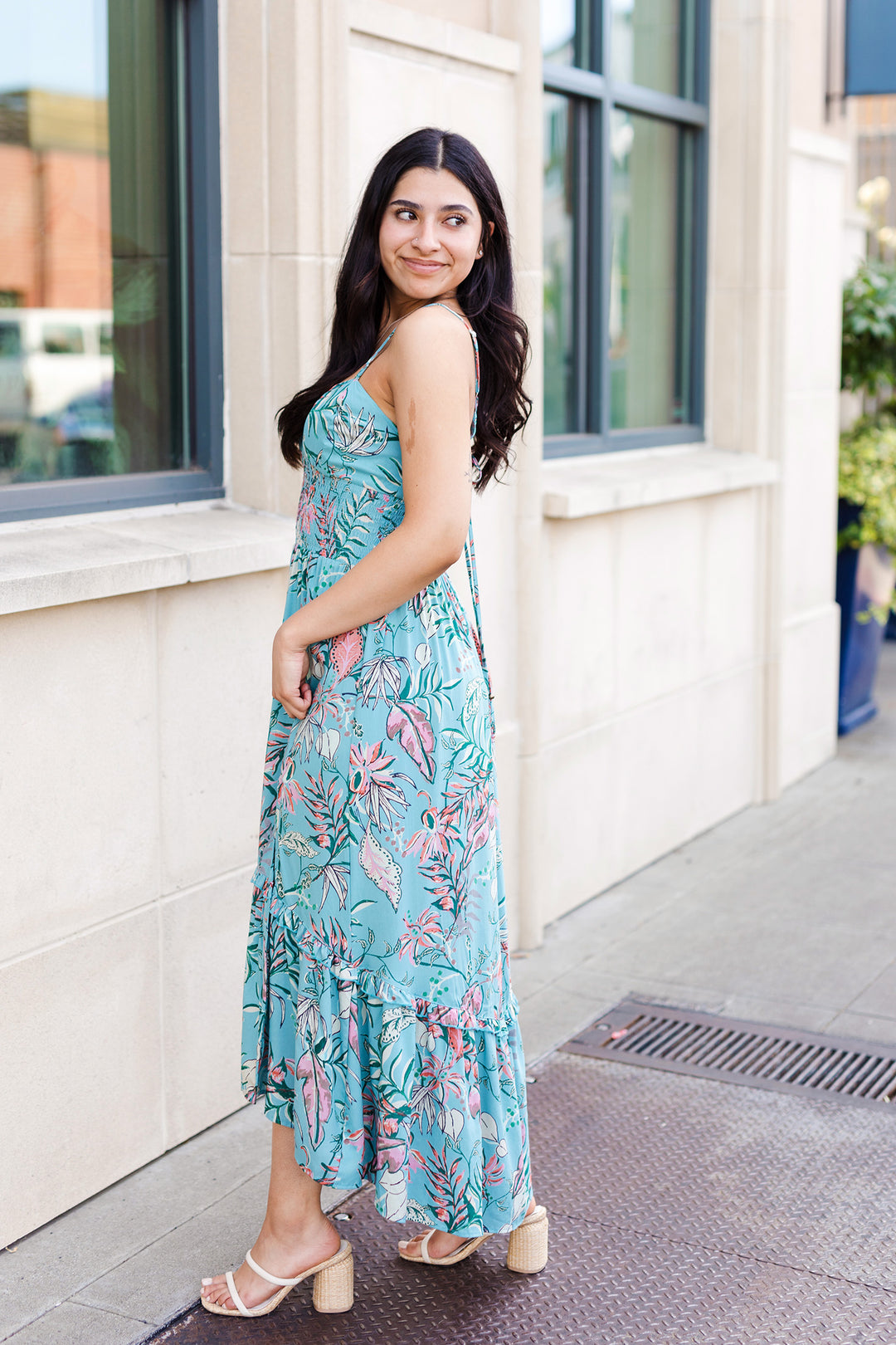 The Bahama Breeze Blue Floral Maxi Dress