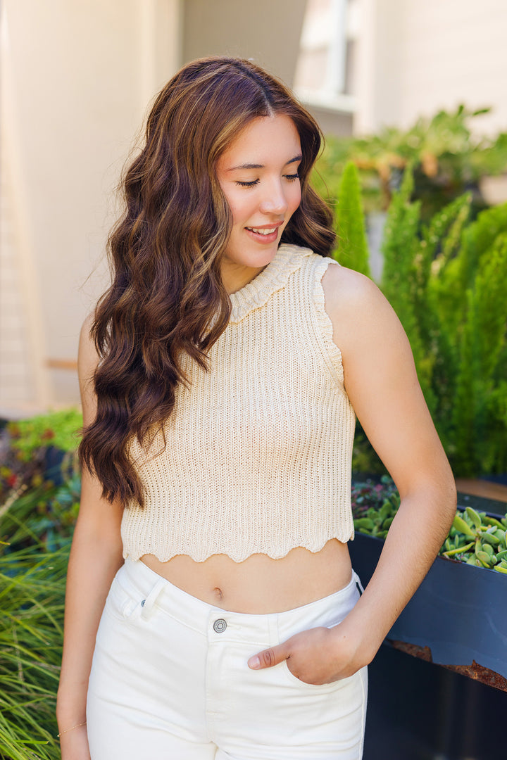 The Forever Mine Scalloped Knit Top