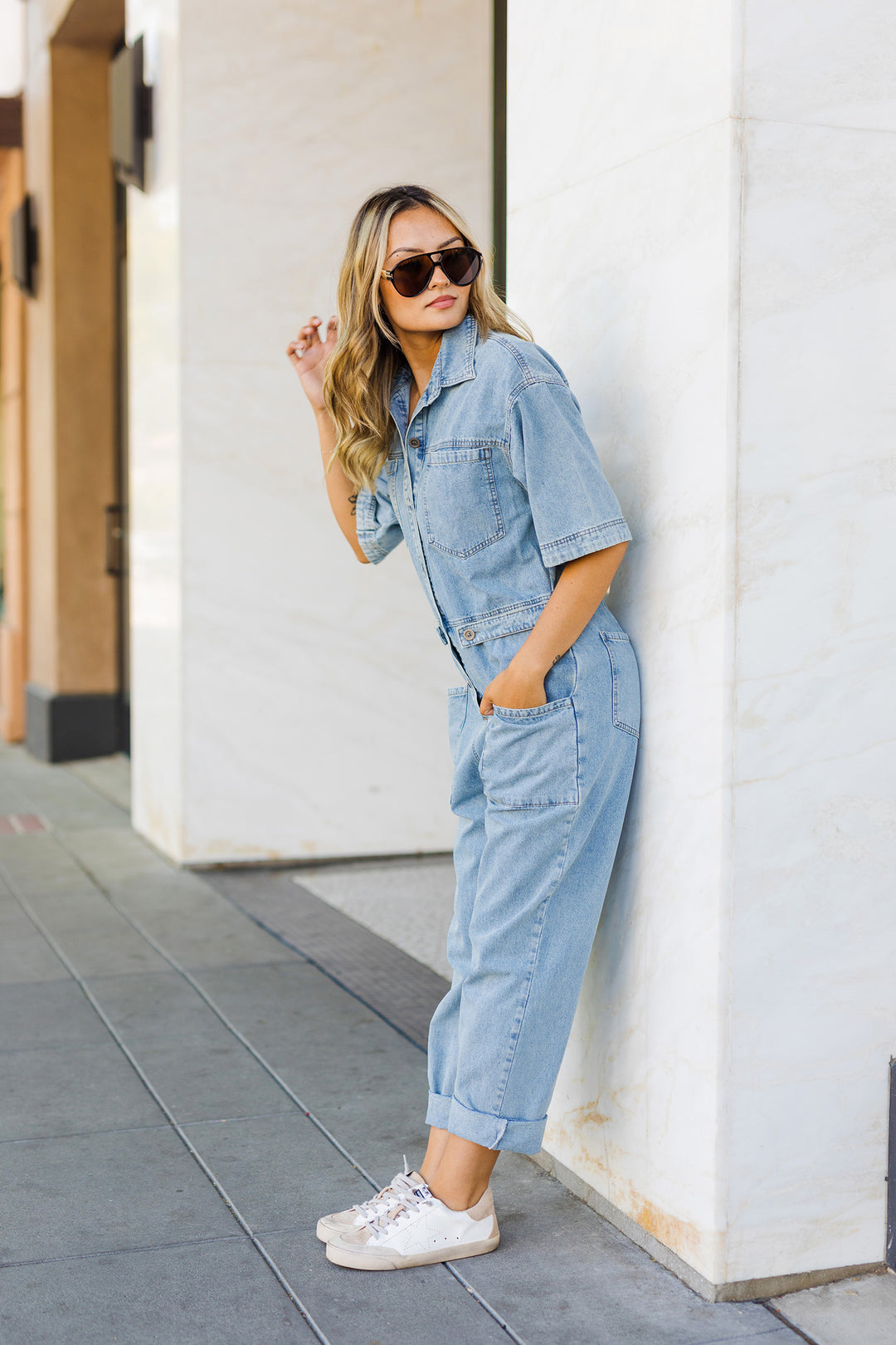 The What A Catch Denim Jumpsuit