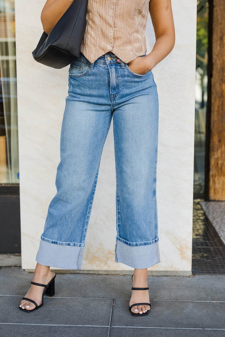 The Blue Monday Cuffed Straight Leg Jeans