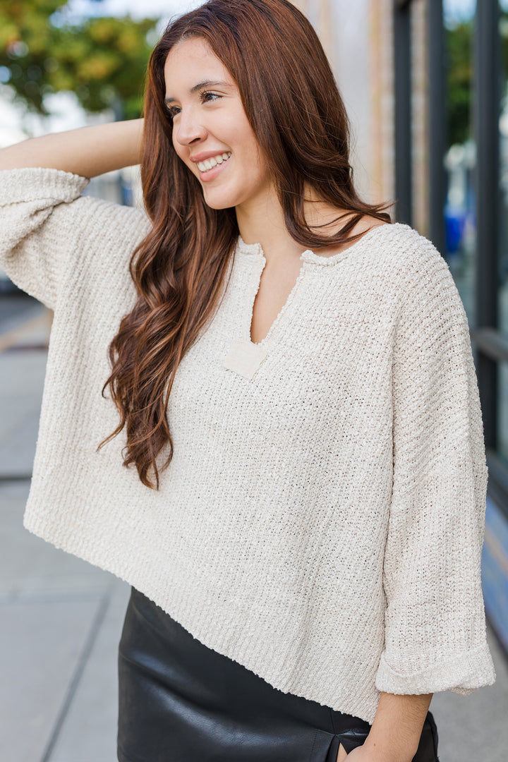 The Let's Do Brunch Oatmeal Oversized Sweater