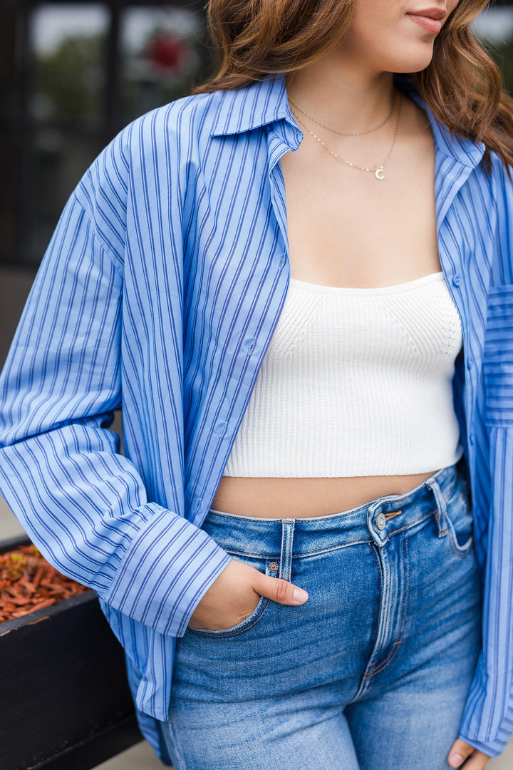 The Coast Through Life Striped Button Up Shirt