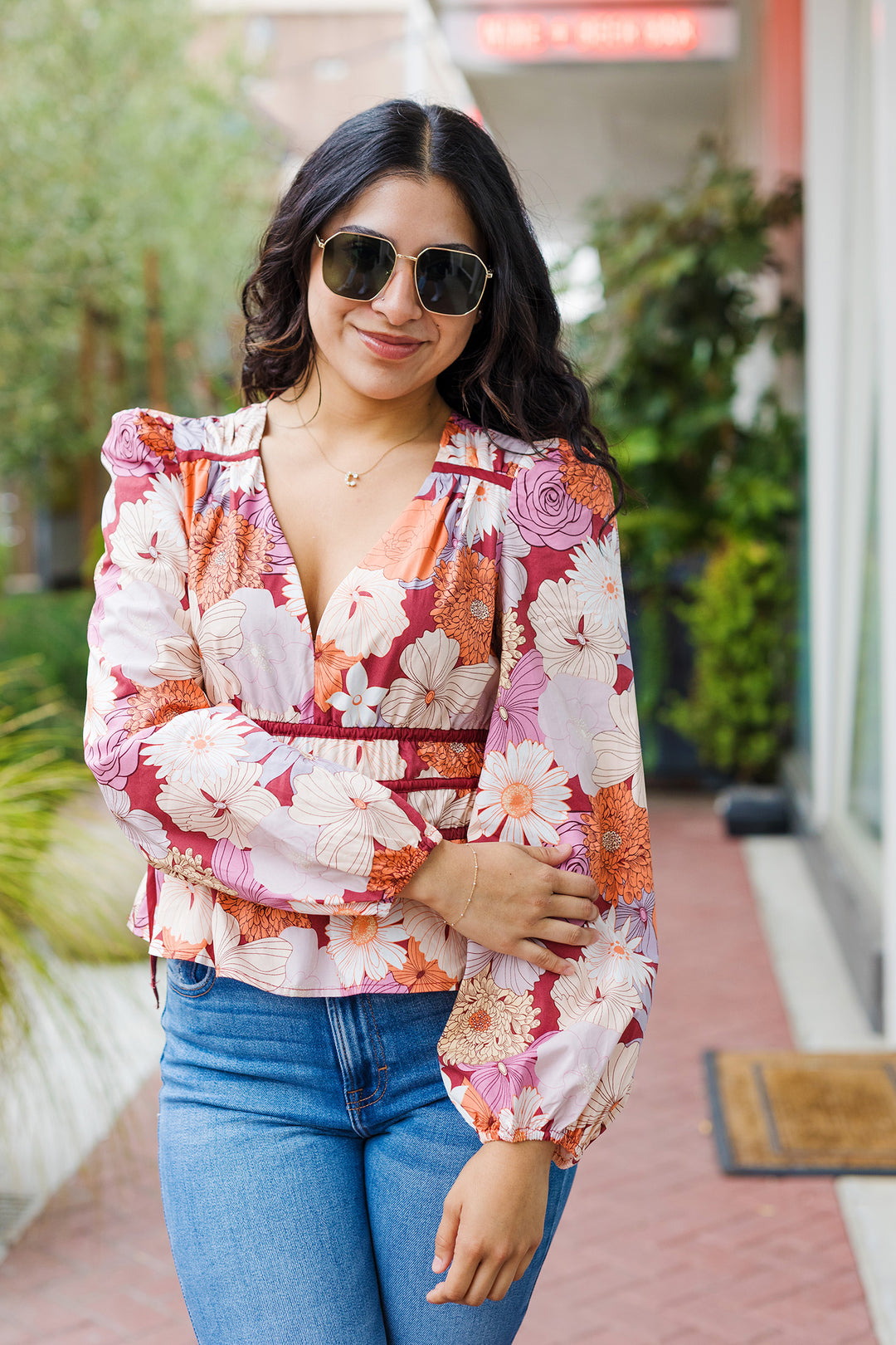 The In Fall Bloom Floral Print BabydollTop