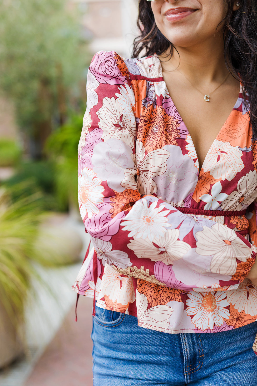 The In Fall Bloom Floral Print BabydollTop