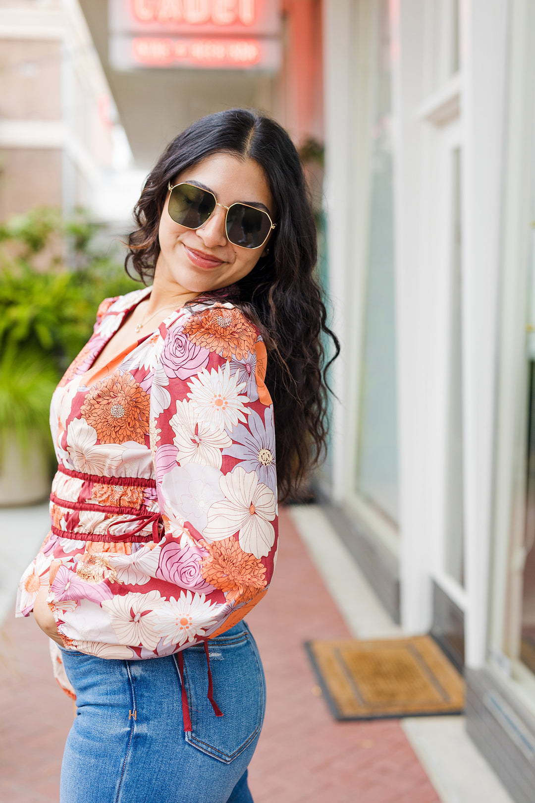 The In Fall Bloom Floral Print BabydollTop