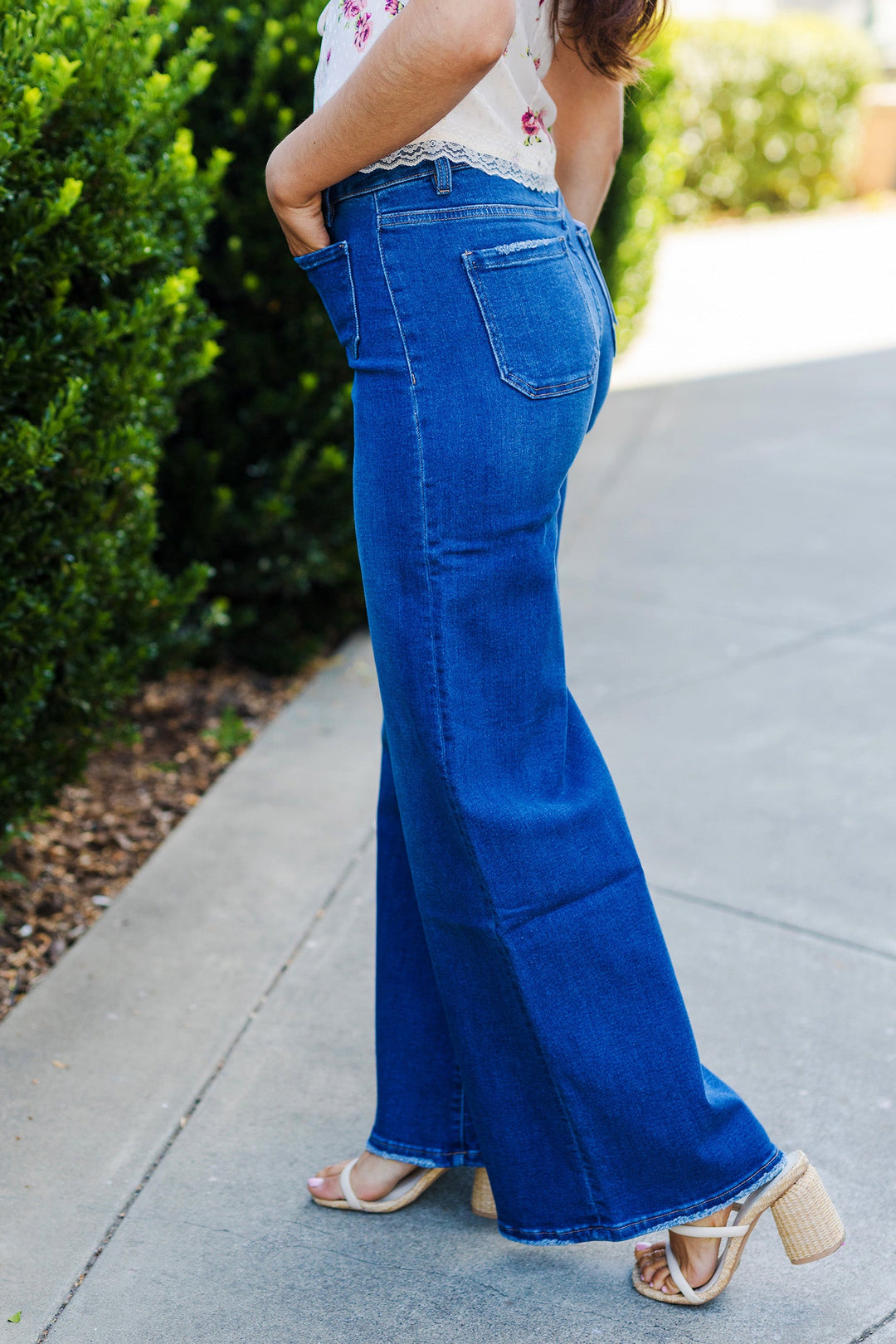 The Phoebe Front Pocket Medium Wash Wide Leg Jeans