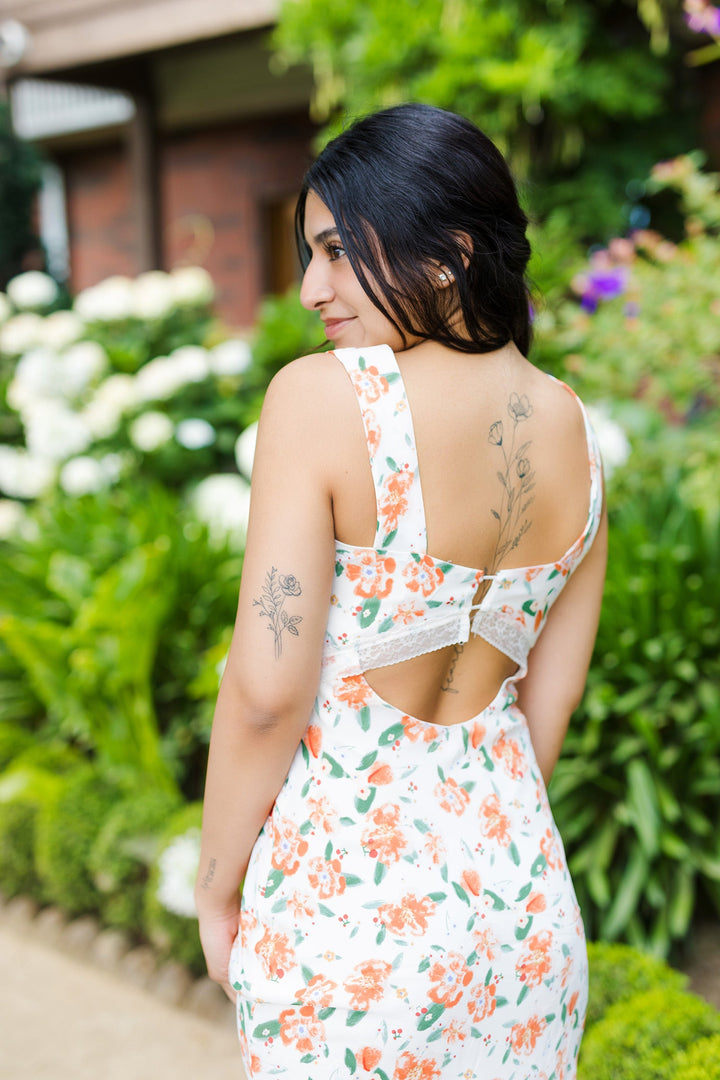 The Orange Cider Floral Print Maxi Dress