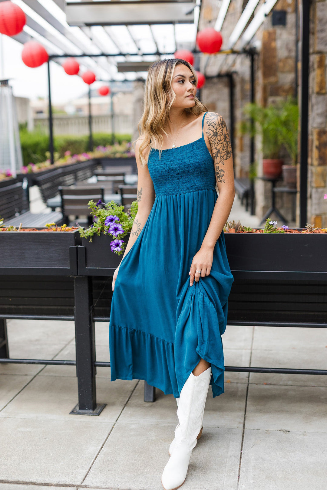 The Teal Deal Smocked Maxi Dress