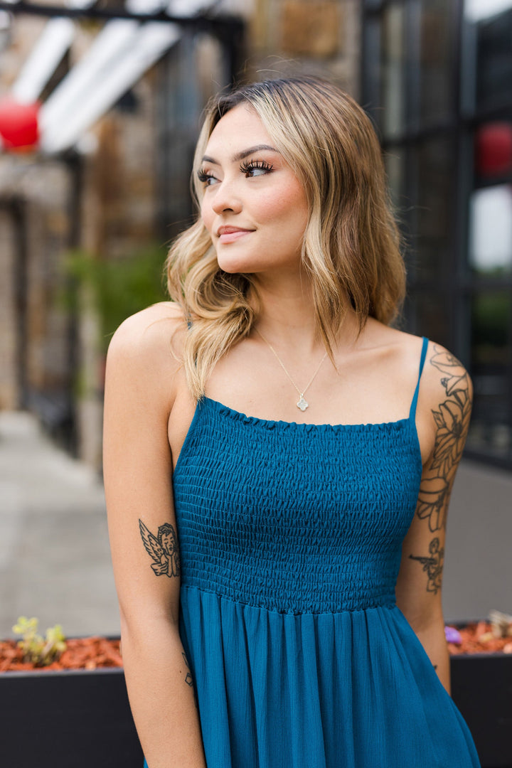 The Teal Deal Smocked Maxi Dress