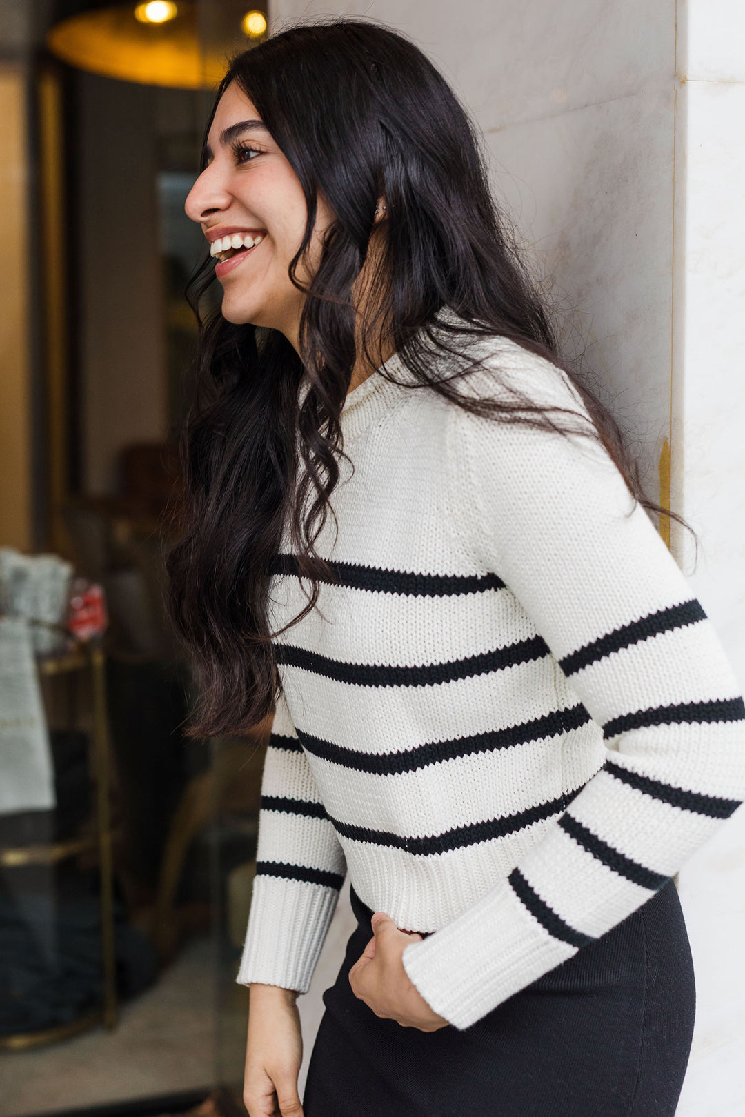 The Piper Cropped Striped Sweater