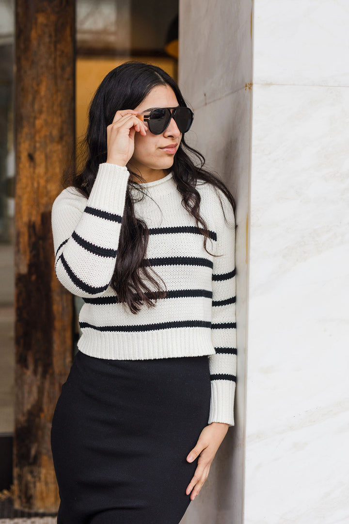 The Piper Cropped Striped Sweater