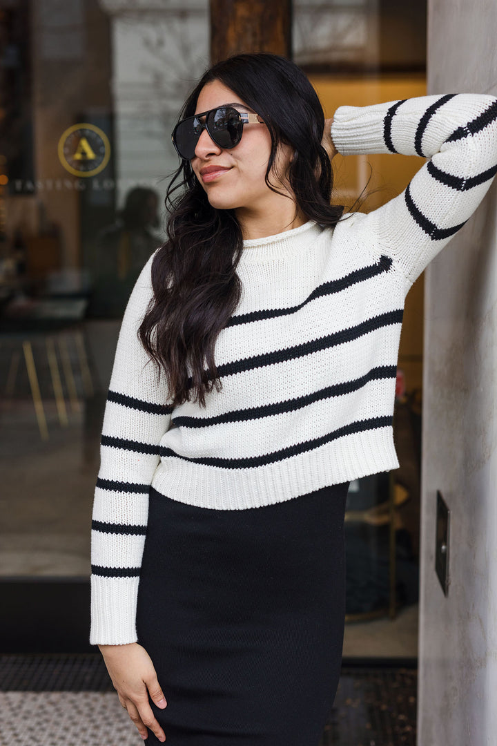 The Piper Cropped Striped Sweater