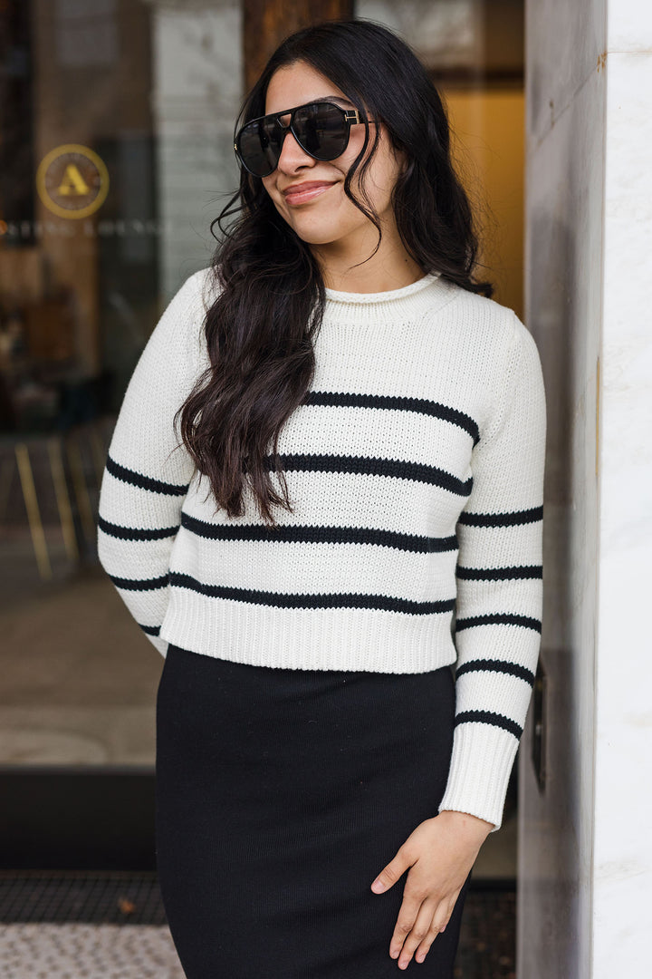 The Piper Cropped Striped Sweater