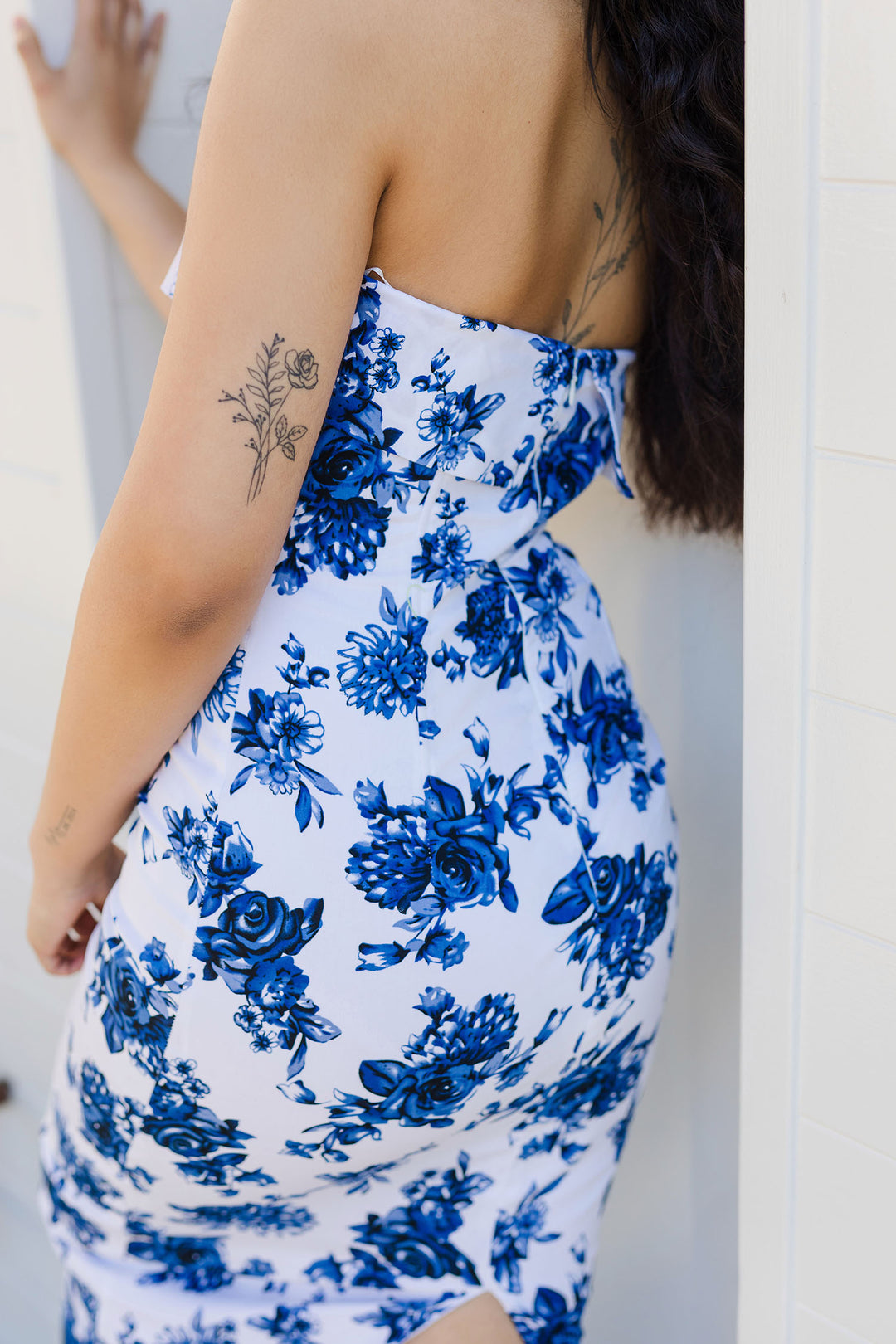 The Skies Are Blue Floral Print Midi Dress