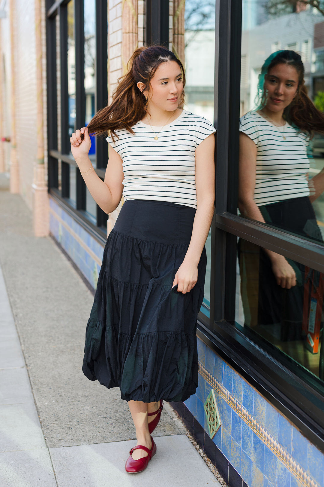 The Jersey Girl Stripe Round Neck Open Back Tank