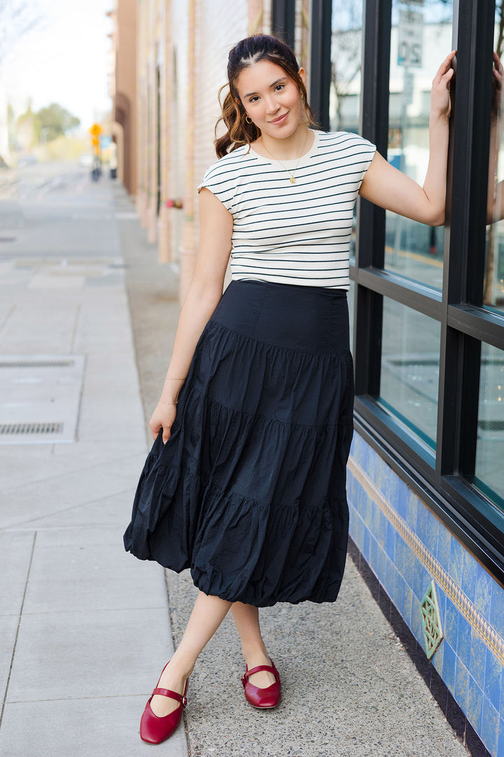 The Jersey Girl Stripe Round Neck Open Back Tank