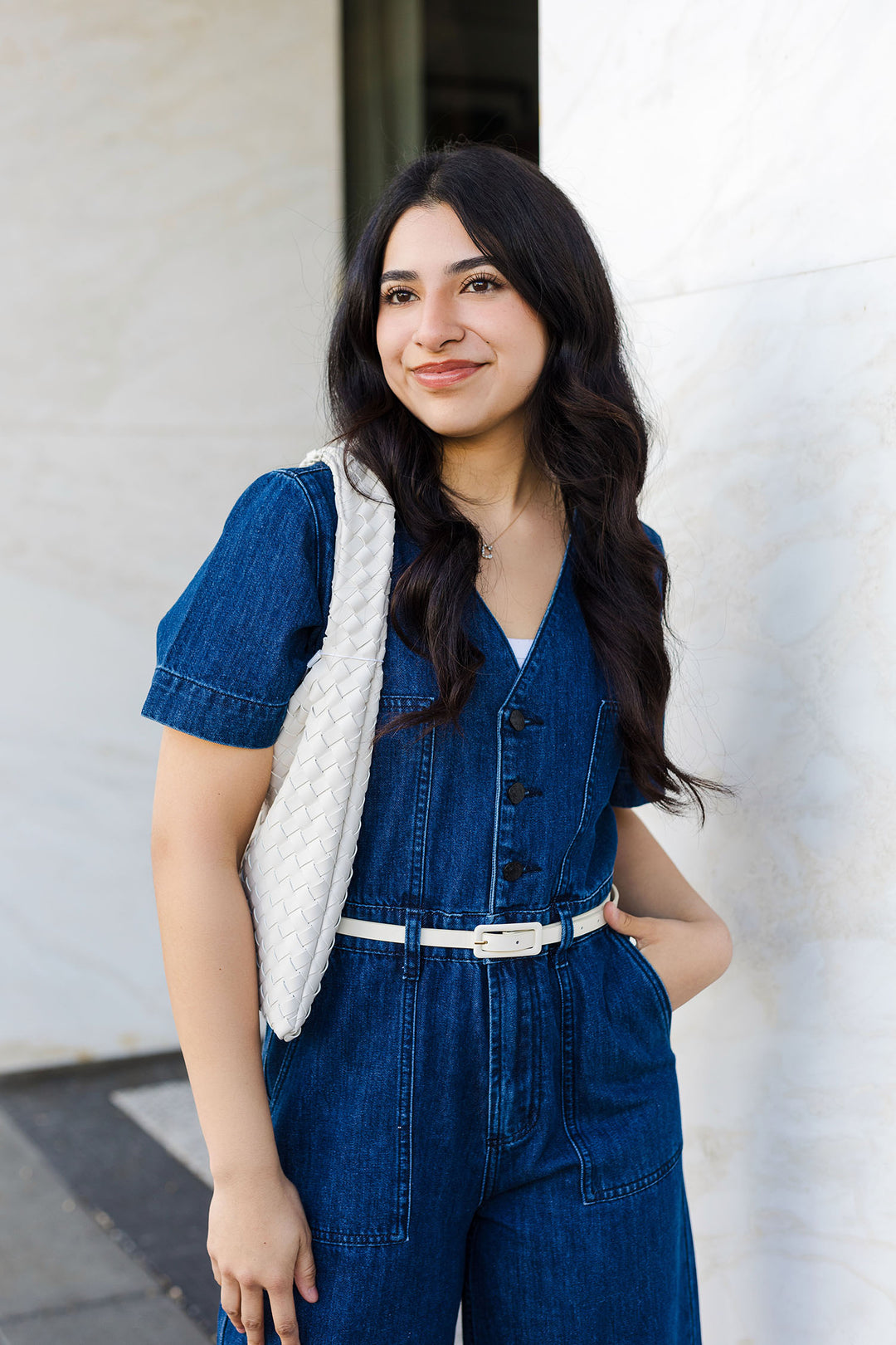 The High Road Denim Short Sleeve Jumpsuit