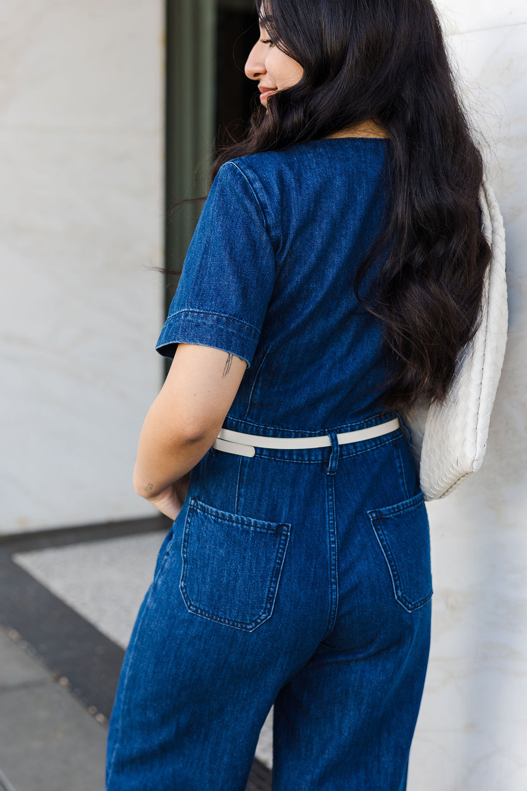 The High Road Denim Short Sleeve Jumpsuit