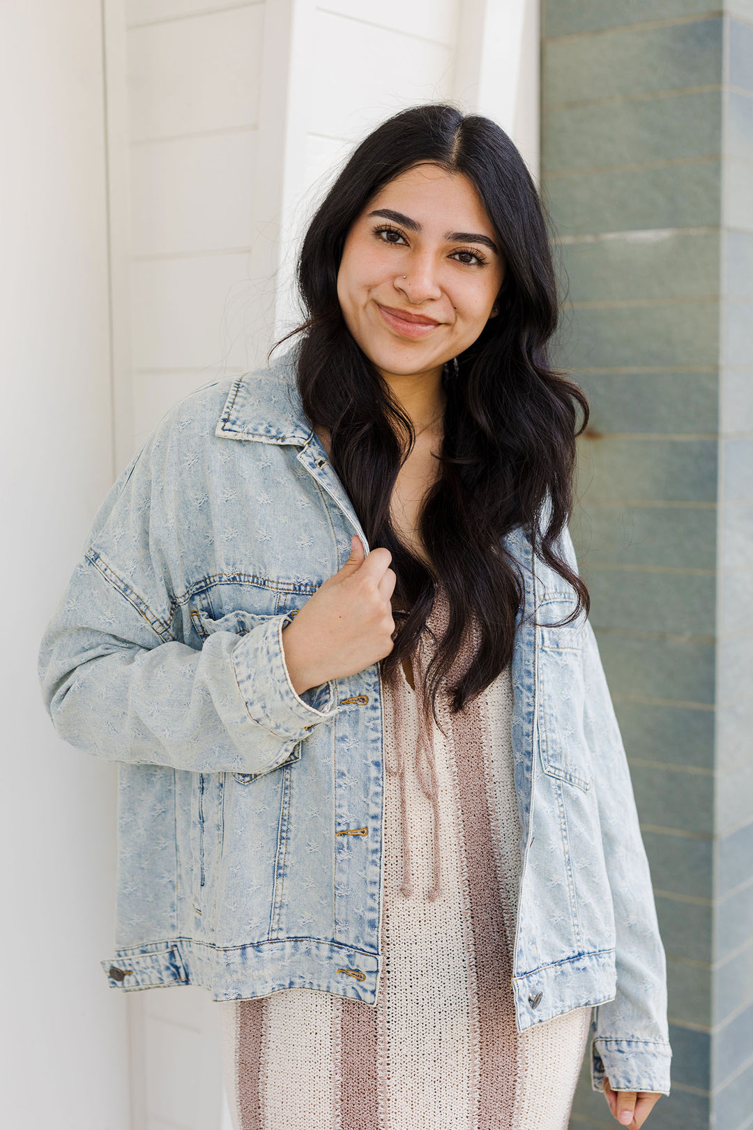 The Carried Away Textured Denim Jacket