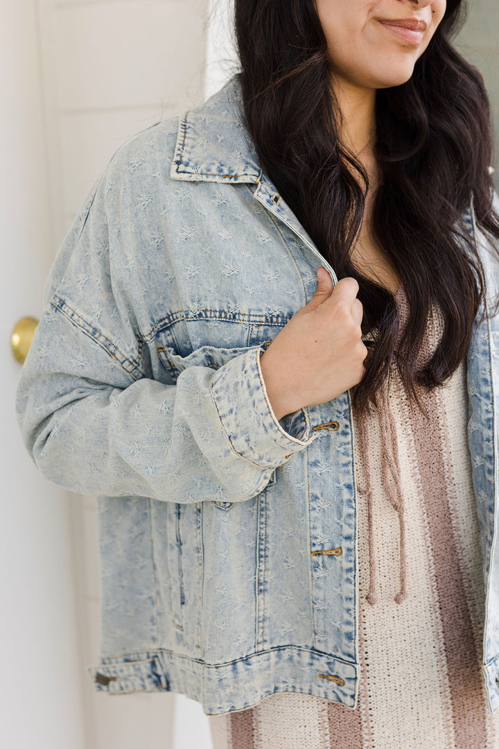 The Carried Away Textured Denim Jacket