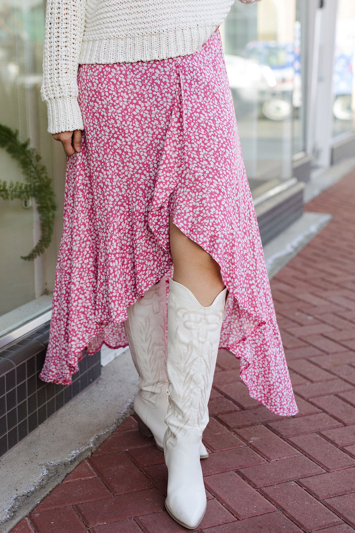 The Kiss From A Rose Floral Print Midi Skirt