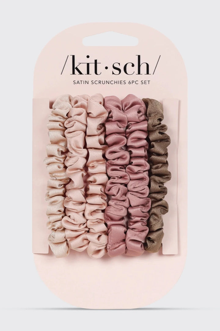 The Ultra Petite Satin Scrunchies 6pc - Terracotta by KITSCH