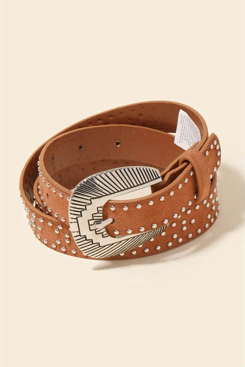 Studded Western Faux Leather Belt