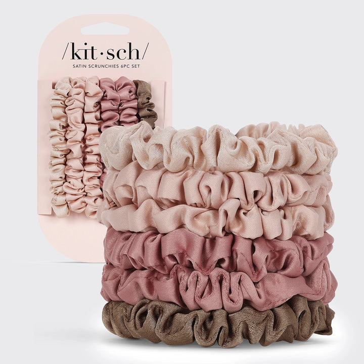 The Ultra Petite Satin Scrunchies 6pc - Terracotta by KITSCH