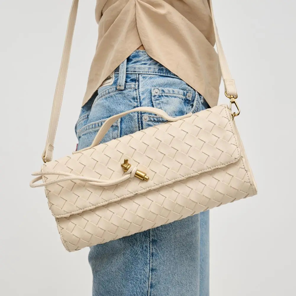 The Ada Top Handle Woven East West Clutch Crossbody