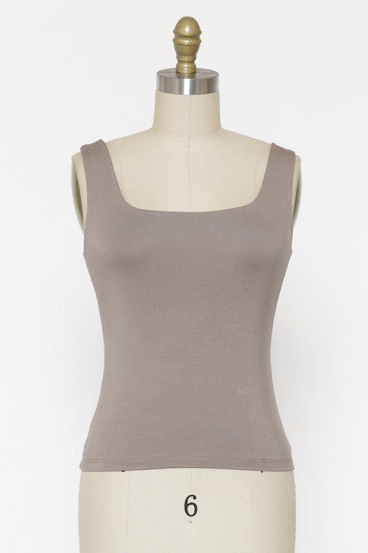 The Jessica Square Neck Lined Tank Top