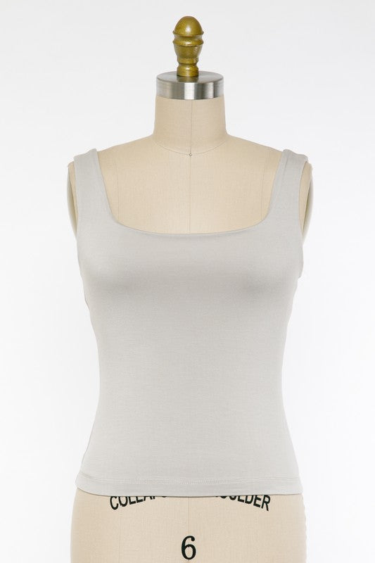 The Jessica Square Neck Lined Tank Top