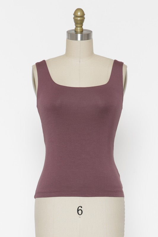 The Jessica Square Neck Lined Tank Top