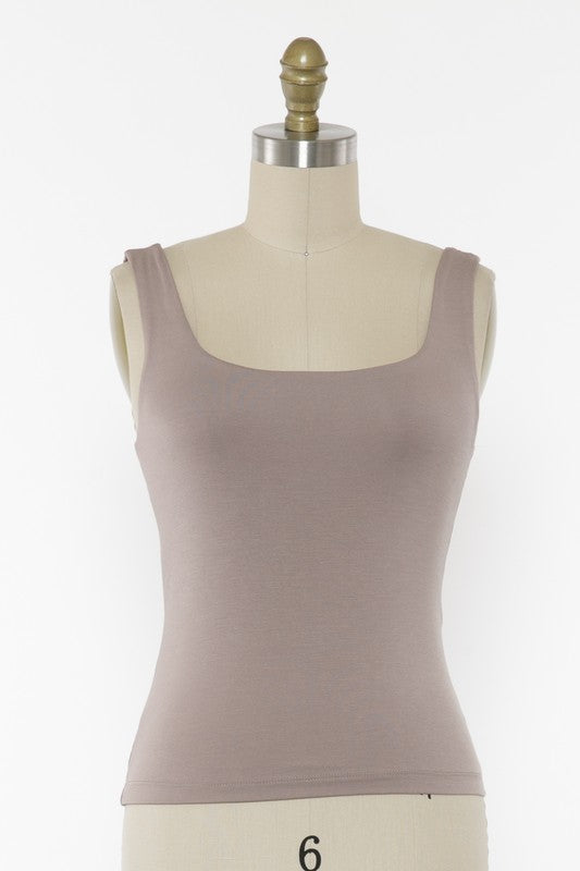 The Jessica Square Neck Lined Tank Top