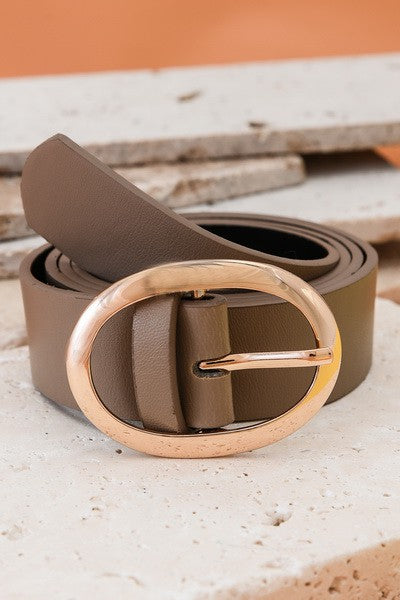 Classic Oval Ring Faux Leather Belt