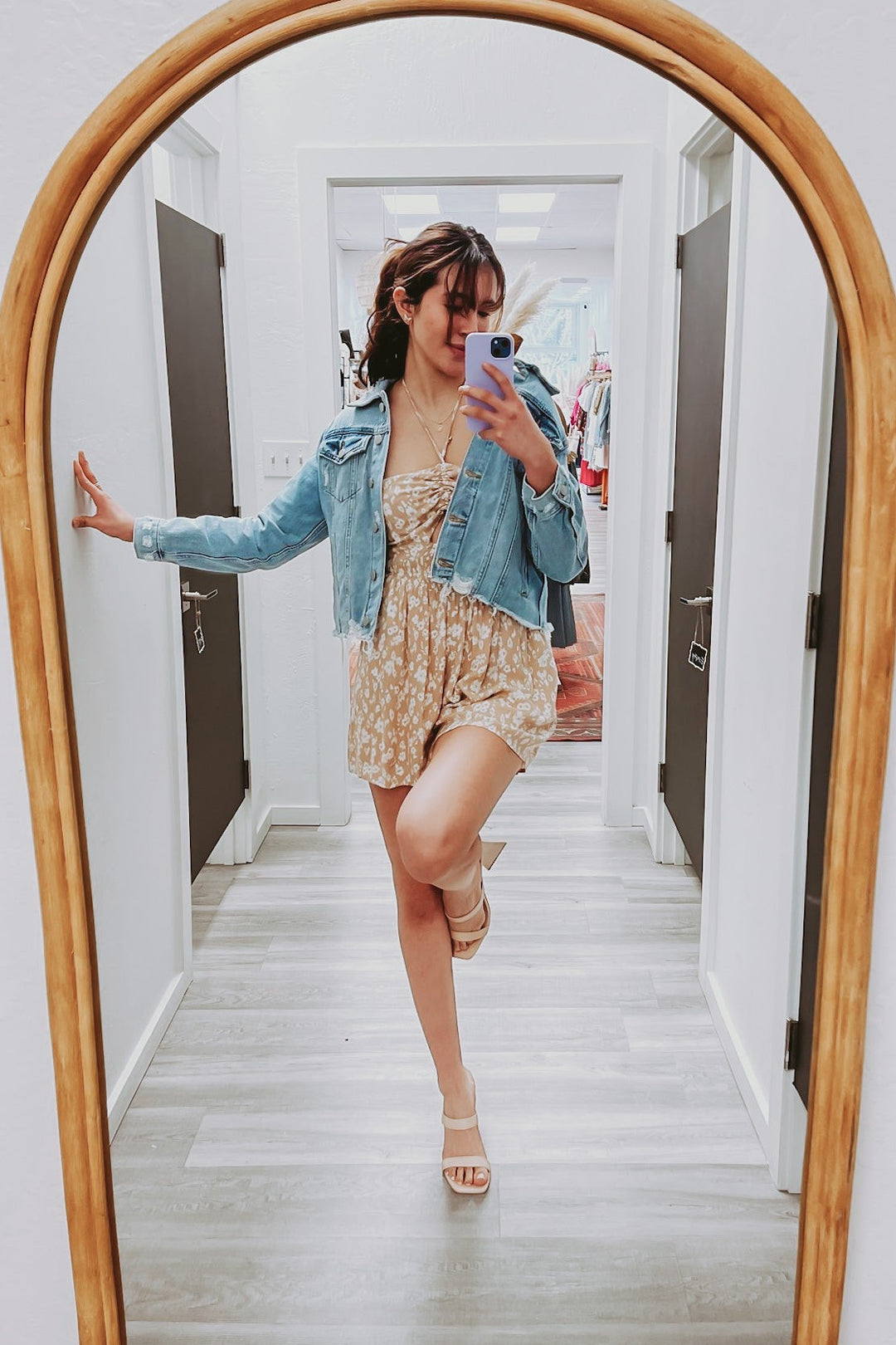 The Riviera Sand Floral Cutout Romper