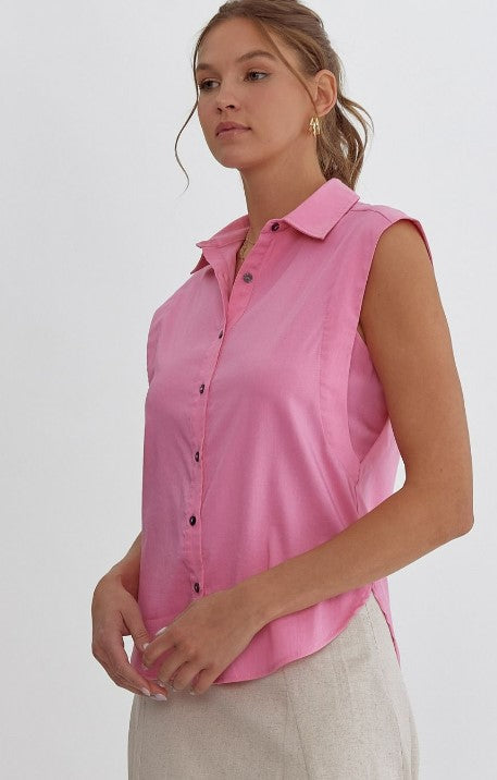 The Good to Go Sleeveless Button Up Top