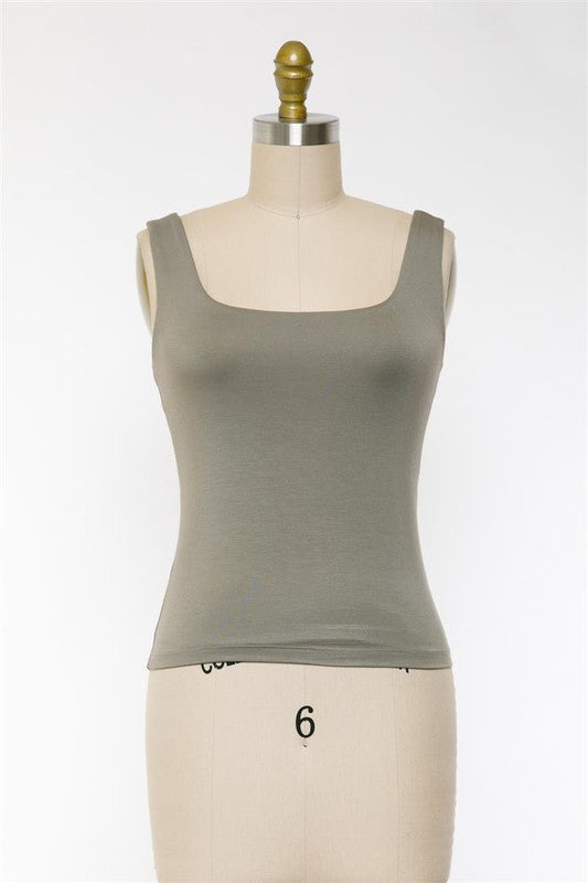 The Jessica Square Neck Lined Tank Top